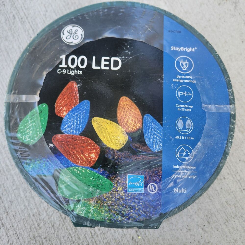 GE 100 LED Lights C9 Multicolor Christmas Party 49.5 Ft, 15 M Indoor Outdoor